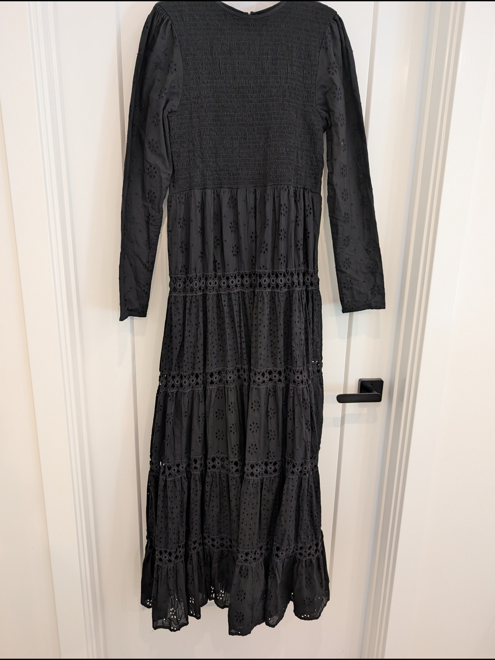 ASOS DESIGN shirred maxi dress w/ lace inserts, Modest Size US 8 - Picture 5 of 16